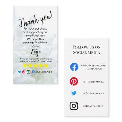 ADD YOUR LOGO thank you order insert white flower