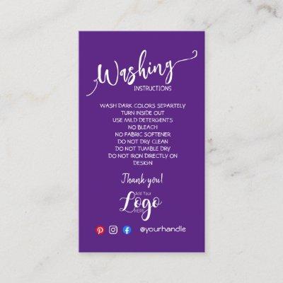 ADD YOUR LOGO washing instructions CARE CARDS