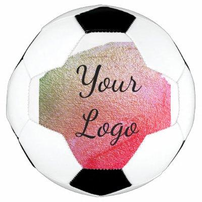 add your logo website pink green golden simple mi  soccer ball