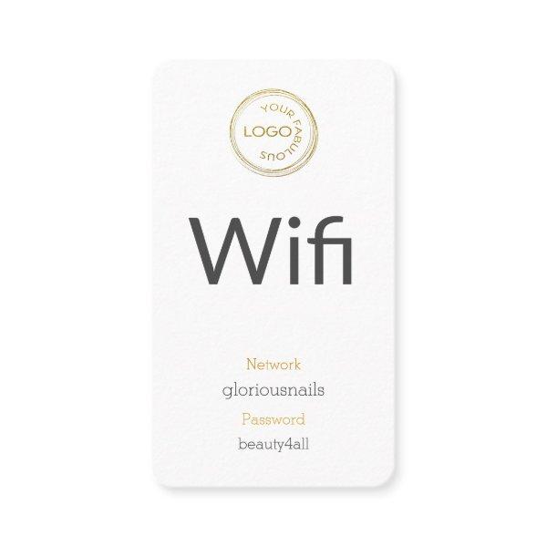 Add your Logo Wifi Network and Password on white Appointment Card