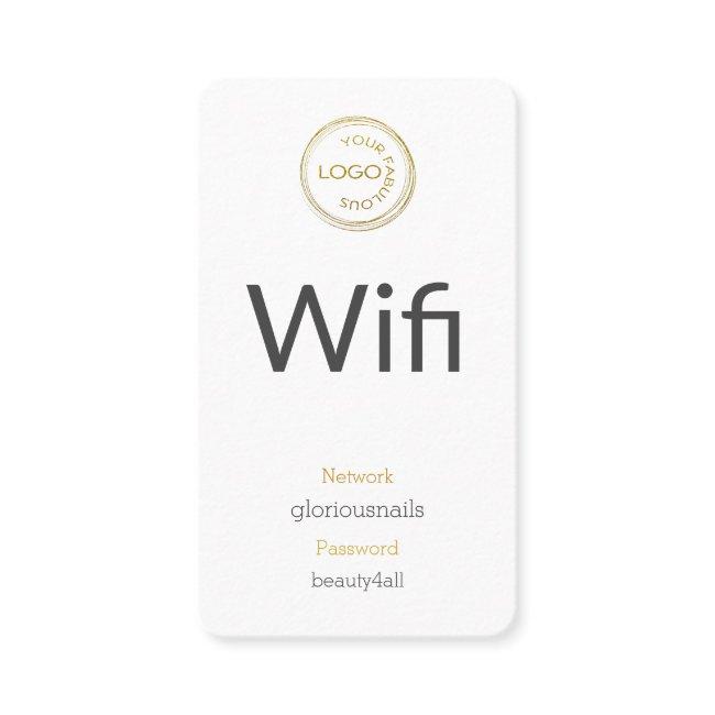 Add your Logo Wifi Network and Password on white Appointment Card