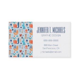 Add Your Name | Folk Art Woodland Animal Pattern