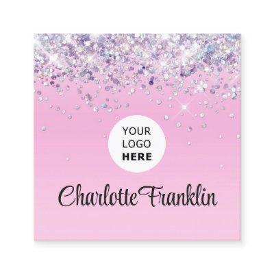Add your own image logo circle elegant glitter square