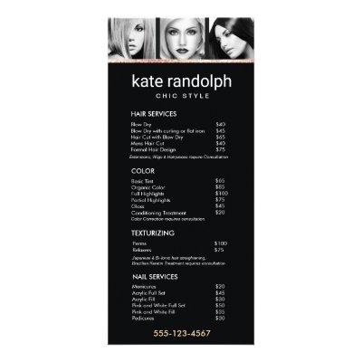Add Your Own Photos  Black Salon Price List Menu