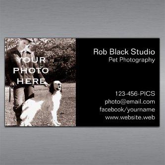 Add Your Photo Simple Black with White Text  Magnet