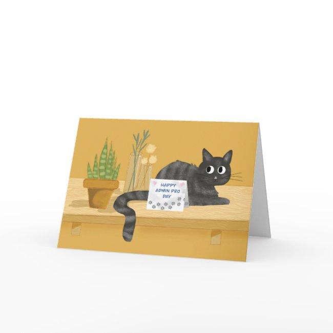 Admin Pro Day Funny Cat on Table With Plants Card