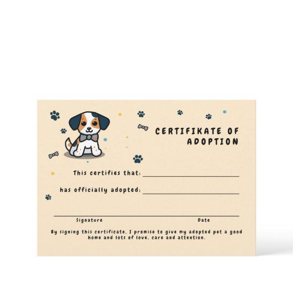 Adoption certifikate kawaii puppy invitation