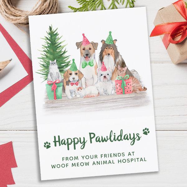 Adorable Animals Pet Business Dog Cat Christmas Ho Holiday Card