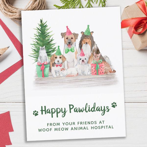 Adorable Animals Pet Business Dog Cat Christmas Holiday Postcard