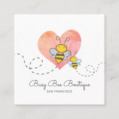 Adorable Busy Bumble Bees And Pink Heart Boutique Square