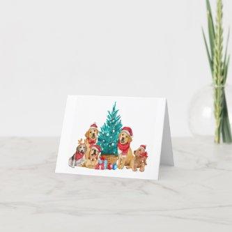 Adorable Christmas Puppies  Dog Lover  Holiday Card