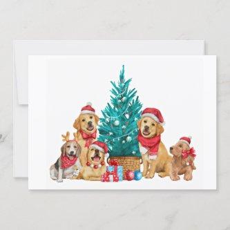 Adorable Christmas Puppies  Holiday Card