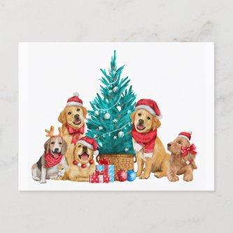 Adorable Christmas Puppies Holiday Postcard