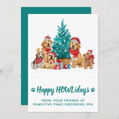 Adorable Christmas Puppies Pet Business Holiday Card
