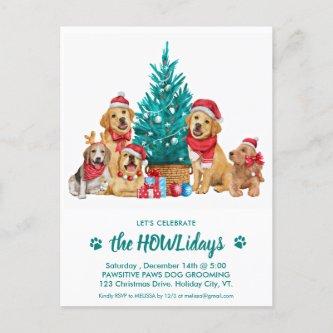 Adorable Christmas Puppies Pet Business Holiday In Postcard