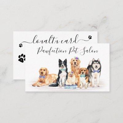Adorable Dogs Pet Sitter Dog Groomer Business Loyalty Card