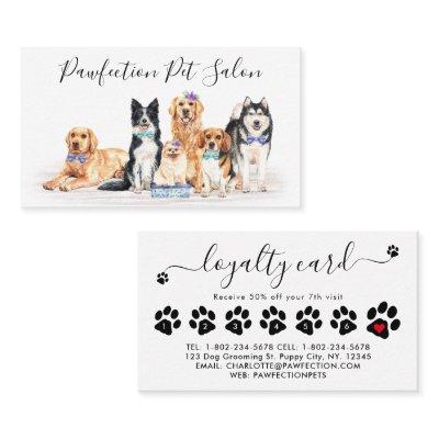 Adorable Dogs Pet Sitter Dog Groomer Business Loyalty Card