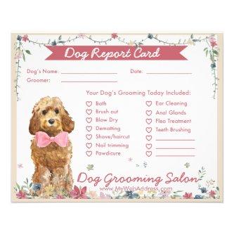 Adorable Floral Cockapoo Dog Grooming Report Card Flyer