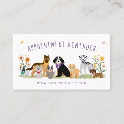 Adorable Floral Dog & Cat Pet Care Services White Appointment Card