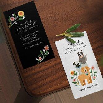 Adorable Floral Dog & Cat Pet Care Services White