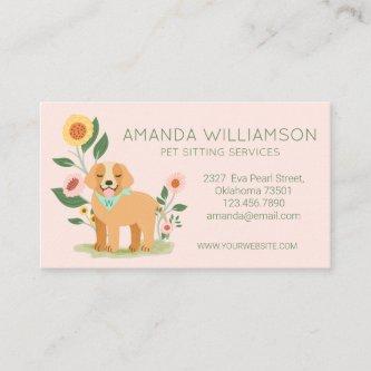 Adorable Floral Dog Pet Care Services Pink