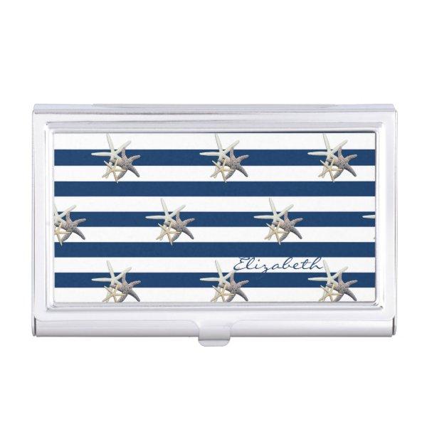Adorable Starfish ,Navy Blue Stripes-Personalized Case For