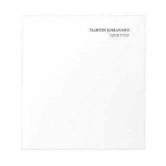 Aesthetic Professional Chic White  Notepad