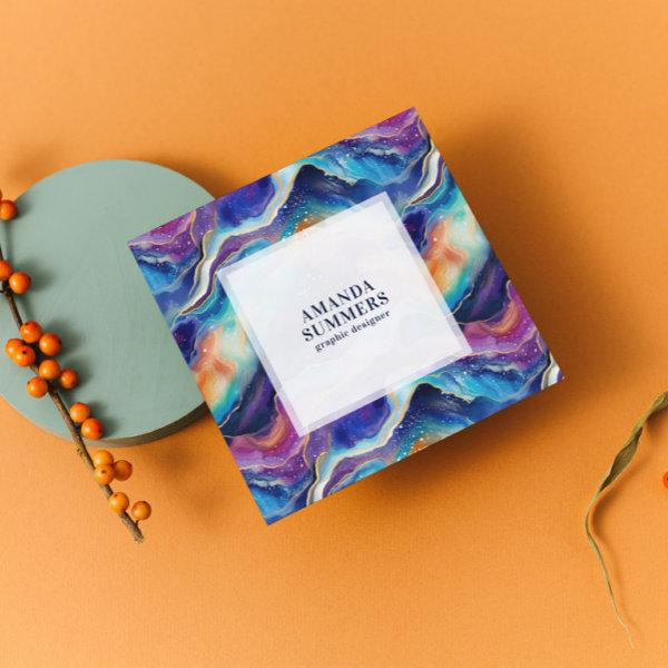 Aesthetic rainbow glitter agate square