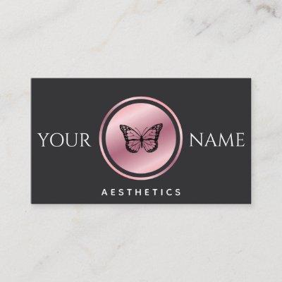 Aesthetics Add Your Name Rose Gold Butterfly Black