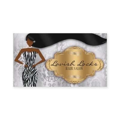 African American Hair Stylist Silver Gold Zebra