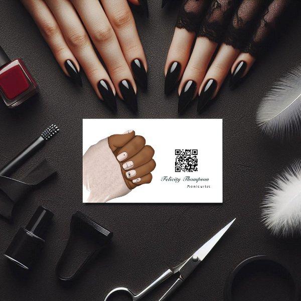 African American Manicurist Beauty QR Code Busines