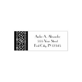 African Mud Cloth Black Address Self Inking Stamp