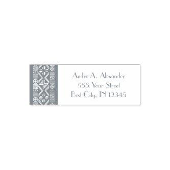African Mud Cloth Gray Address Self Inking Stamp