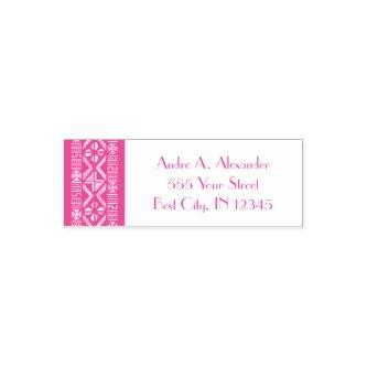 African Mud Cloth Pink Address Self Inking Stamp
