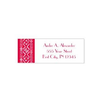 African Mud Cloth Red Address Self Inking Stamp