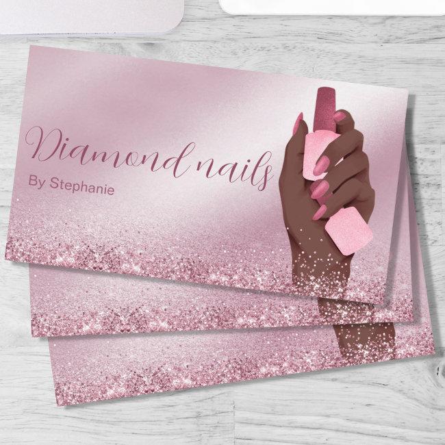 Afro American Glitter Nail Artist Manicure Beauty