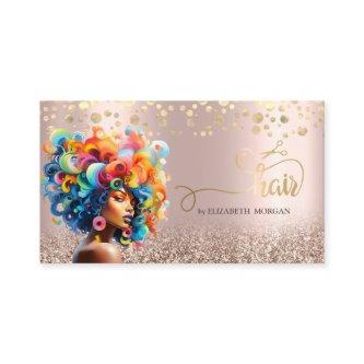 Afro American Woman Colorful Hair Scissors