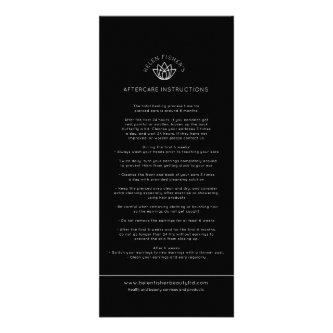 Aftercare ear piercing instructions black photo rack card