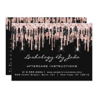 Aftercare Instructions Lashes Back Rose Gold Drips Invitation