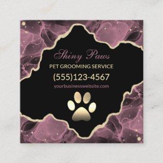 Agate Glitter Rose Gold Dog Pet Grooming Square