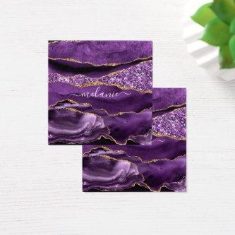 Agate Purple Violet Gold Glitter Geode Custom Name