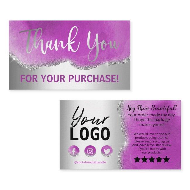 Agate Silver Purple Thank You