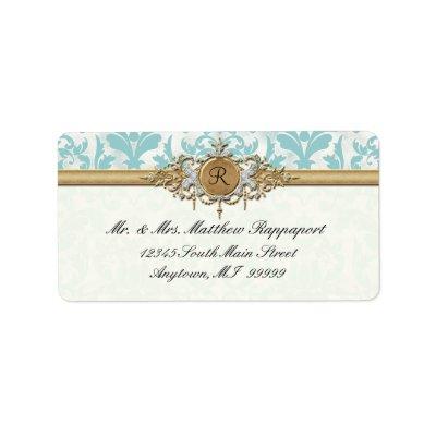 Aged Distressed Damask Golden Bling Look Wedding Label