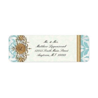 Aged Distressed Damask Golden Bling Look Wedding Label