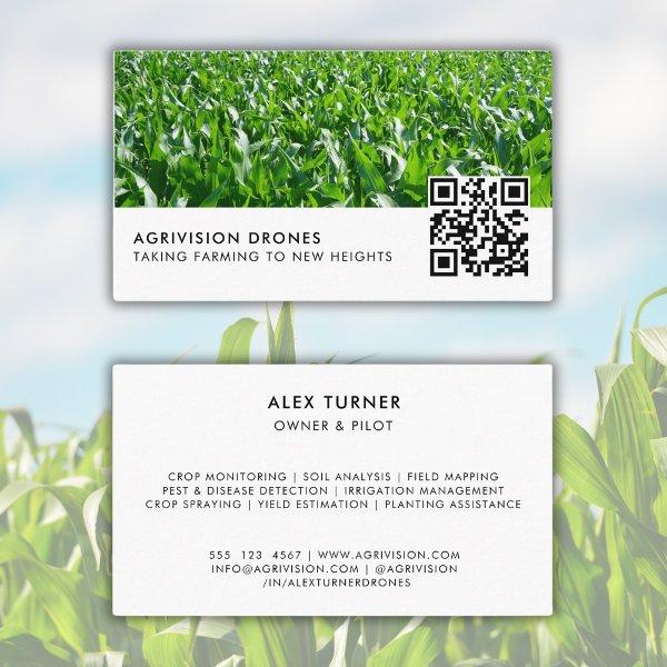 Agricultural Drone Business QR Code Photo Template