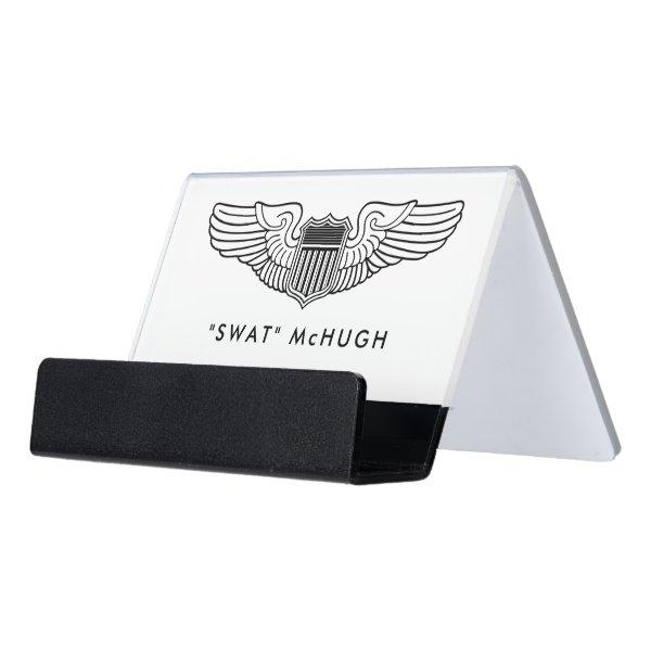 Air Force Pilot Card Holder with Name and Wings
