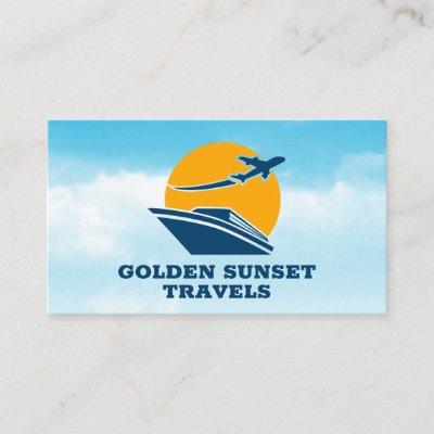Airplane Cruise line Sunset Logo
