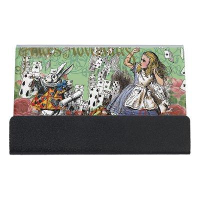 alice cards wonderland hatter rabbit  desk  holder