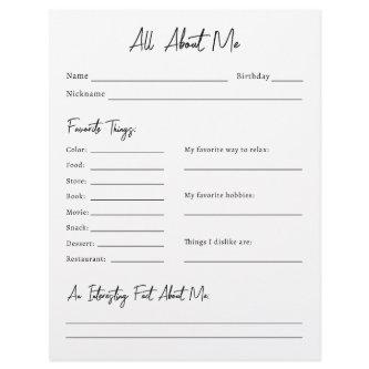 All About Me Survey