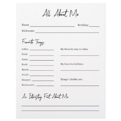 All About Me Survey